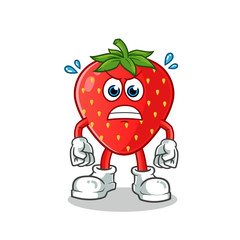 strawberry angry mascot vector cartoon illustration