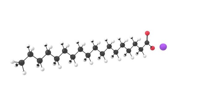 3D animation of a sodium stearate molecule with alpha layer