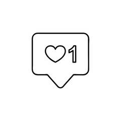 New Counter Notification Icon. Icon 1 like. heart icon. Social media like. Follower. Vector illustration Vector EPS 10.