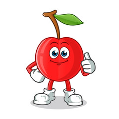 cherry thumbs up mascot vector cartoon illustration