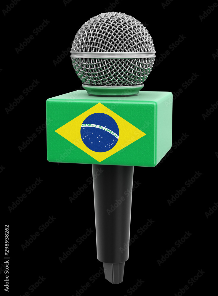 Poster microphone with brazilian flag. image with clipping path