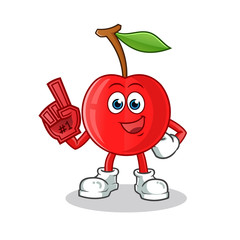 cherry number one fan mascot vector cartoon art illustration