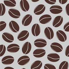 Modern seamless pattern with coffee beans on subtle grey background