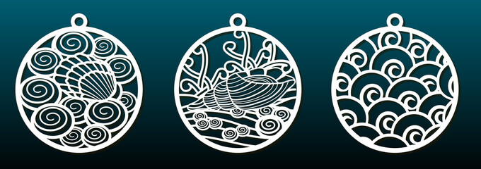 Decorative Christmas balls, set of templates for laser cutting