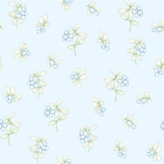 Blueberry. Seamless pattern, background. Graphic drawing engraving style Vector illustration.