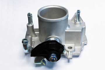 new car throttle valve on white background