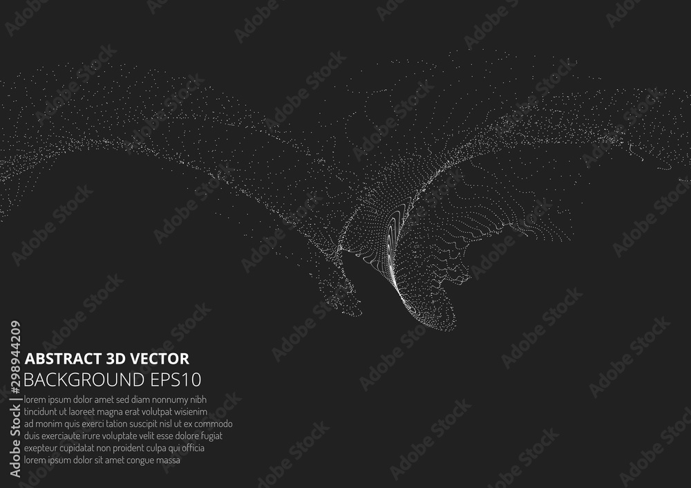Poster abstract background with many particles. optical illusion of movement.