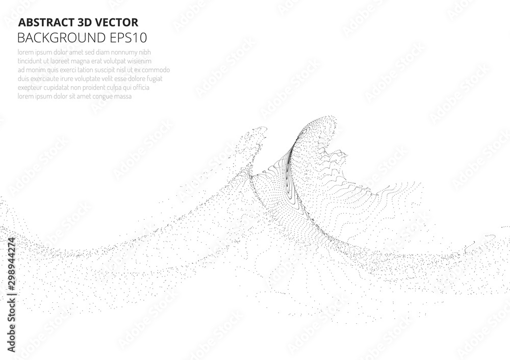 Poster abstract background with many particles. optical illusion of movement.