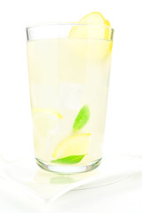 Lemon drink isolated on white background.