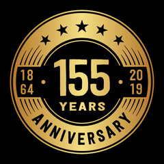 155 years anniversary logo template. One hundred and fifty-five years logo. Vector and illustration.