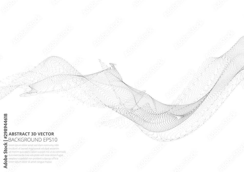 Poster abstract background with many particles. optical illusion of movement.