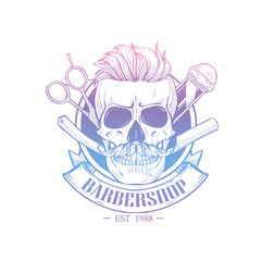 Barbershop logo with angry skull