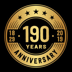 190 years anniversary logo template. One hundred and ninety years logo. Vector and illustration.