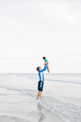 Father and Child at Beach