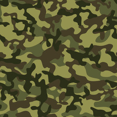 Camouflage green with dark spots seamless pattern. Military camo.