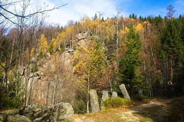 Autumn landscape with old mountain path