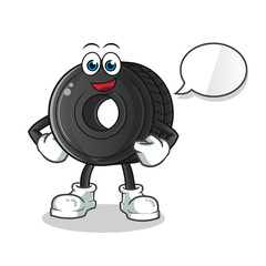 tire talking cartoon vector mascot illustration