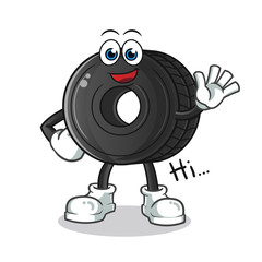 tire waving cartoon vector mascot illustration