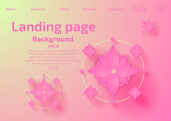 Website template landing page vector concept Secretary figure, flowers and gradation