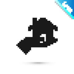 Black Realtor icon isolated on white background. Buying house. Vector Illustration