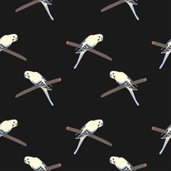 Seamless hand drawn pattern with beautiful couple of birds