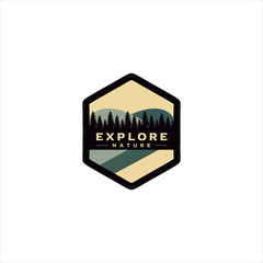 Mountain Outdoor Logo Design ,Hiking, Camping, Expedition And Outdoor Adventure. Exploring Nature For Badges, Banners, Emblem Vintage Hipster Retro