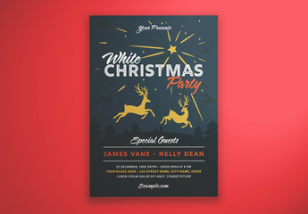 Dark Christmas Party Graphic Flyer Layout with Reindeer