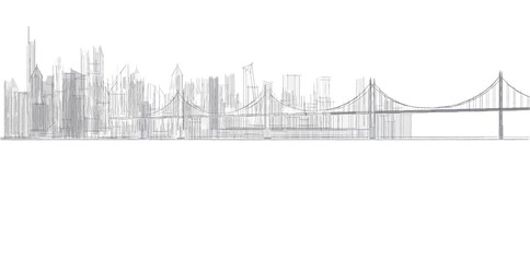  modern city panorama 3d illustration - obrazy, fototapety, plakaty