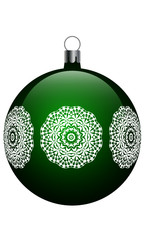 Green christmas ball with snowflake