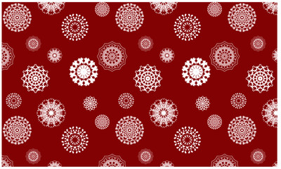 Snowflake vector  red seamless pattern