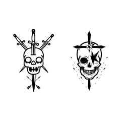 Skull With Crossed Swords Element Halloween Vector