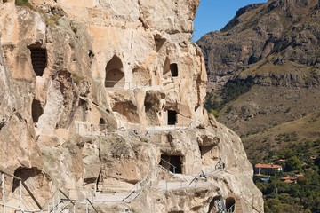 Vardzia ancient cave city-monastery in the Erusheti Mountain near Aspindza, Georgia. This is a popular tourist attraction. 
