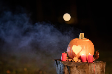 Halloween pumpkin with heart. Love on Halloween. Halloween heart. Autumn Pumpkin_3