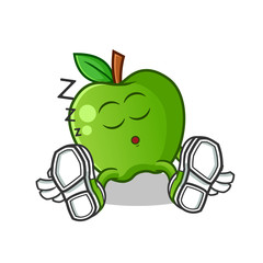 green apple sleep mascot vector cartoon illustration