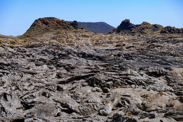 Timanfaya national park with black volcanos on Lanzarote