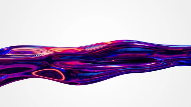 3d holographic liquid texture animation. Close up render neon color texture reflection. 4k seamless loop footage.