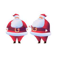 Vector cartoon santa claus in red costume flat