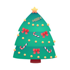 Vector cartoon christmas tree for xmas design