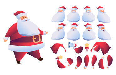 Vector cartoon santa claus animation christmas set