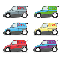 Fototapeta premium delivery car different color set