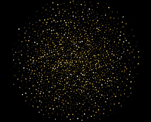 Abstract pattern of random falling gold stars on black