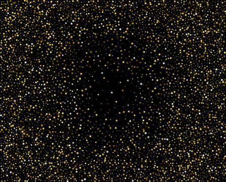 Abstract Pattern Of Random Falling Gold Stars On Black