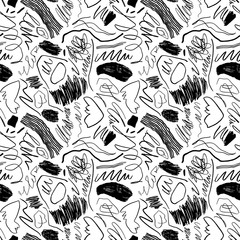 Scribbles hand drawn seamless pattern. Vector chaos doodle pattern.