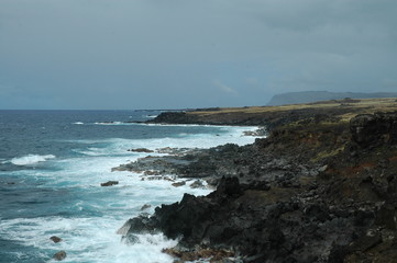 Fototapeta na wymiar volcanic coast of easter island chile