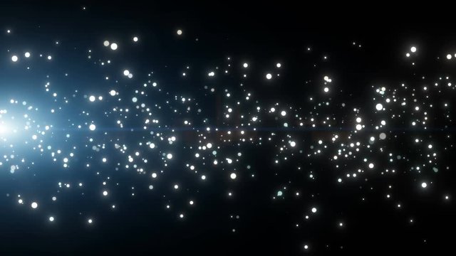 background flying particles in light beams