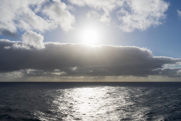 Sunset on the Norwegian Sea off the coast of Norway.