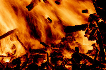 Fire burning at night