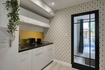 modern kitchen interior of a living room