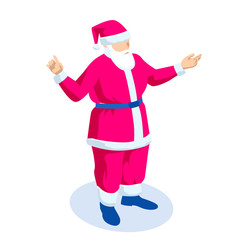 Isometric Christmas Santa Claus illustration isolated on white background.