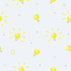 Fototapeta na wymiar Seamless pattern with shining bulbs on simple background.